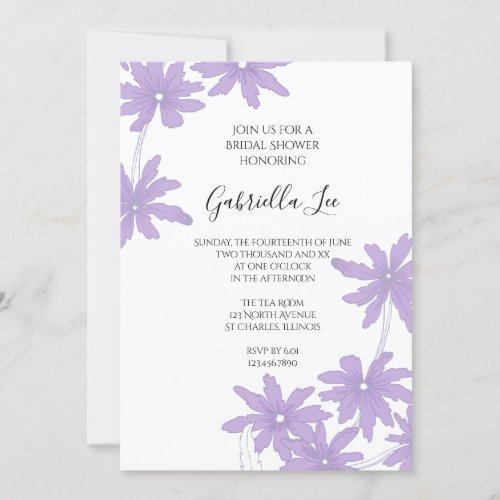 Purple Daisies Bridal Shower Invitation