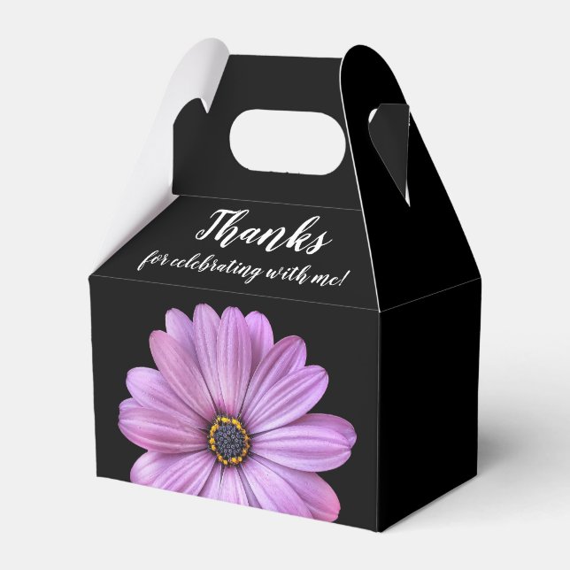Purple Daisy Gable Party Favor Boxes (Front Side)