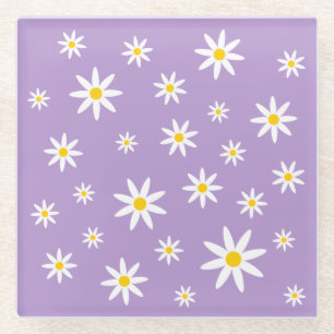 Purple Daisy Glass Coaster