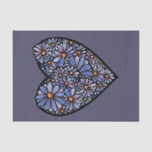 Purple Daisy heart Tissue Paper