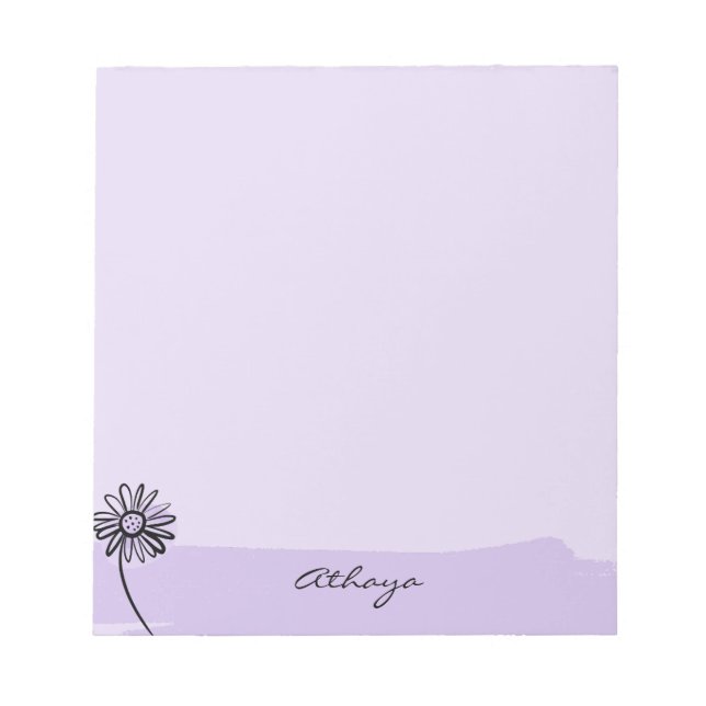 Purple Daisy Line Art Personalized Notepad (Front)