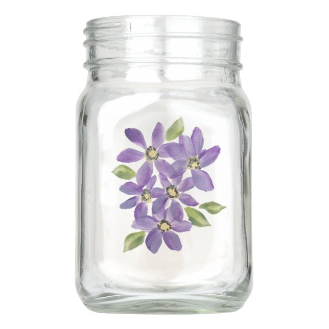 Purple Daisy Mason Jar (Front)