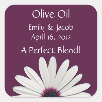 Purple Daisy Olive Oil Personalized Favor Labels by TwoBecomeOne at Zazzle