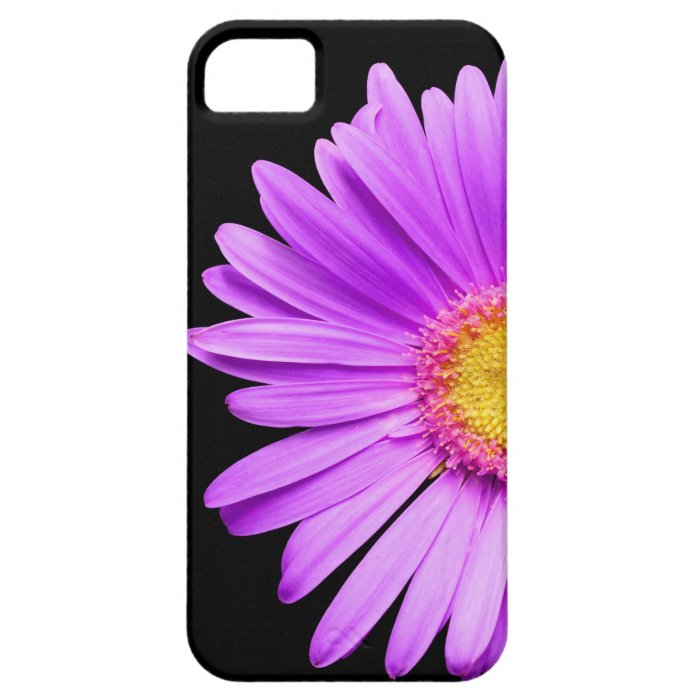 Purple Daisy on Black Background Template   Custom iPhone 5 Cases