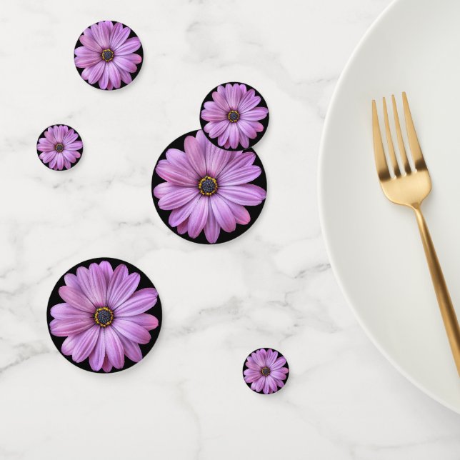 Purple Daisy on Black Confetti (Group)