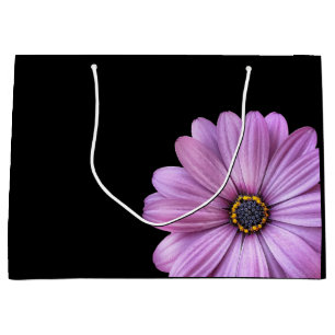 Purple Daisy on Black LARGE Gift Bag