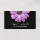 Purple Daisy on Black Salon Hair Stylist Appointment Card (Front)