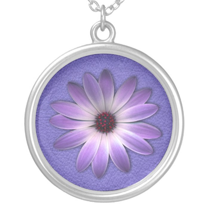 *Purple Daisy On Blue Leather Jewelry