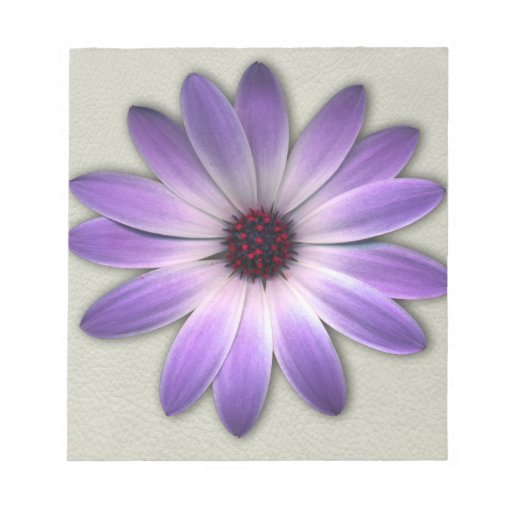 Purple Daisy on Stone Leather Print Notepad