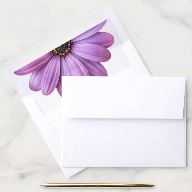 Purple Daisy on White Envelope Liners (Desk)