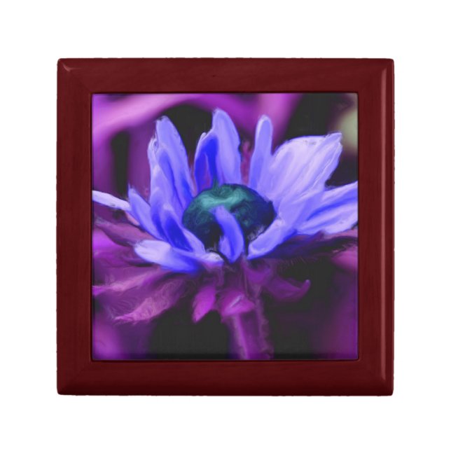 Purple Daisy Painting Floral Art Jewelry Box (Front)