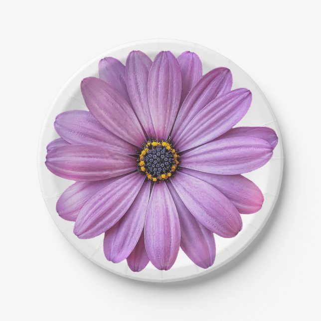 Purple Daisy Party Paper Plates (Front)