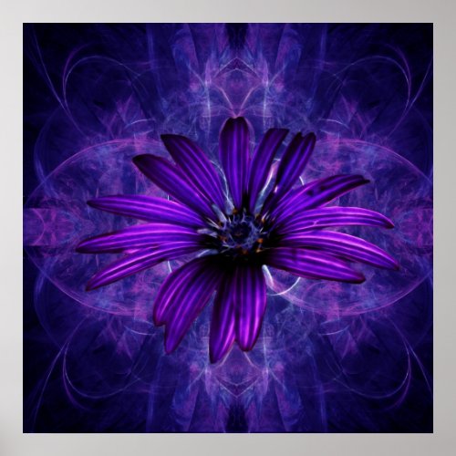 Purple Daisy Passion flower Poster