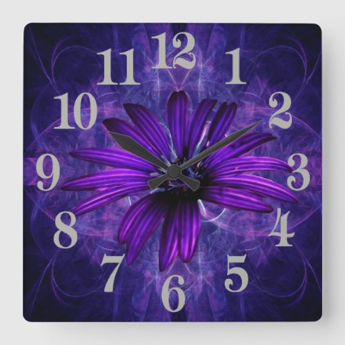 Purple Daisy Passion Square Wall Clock