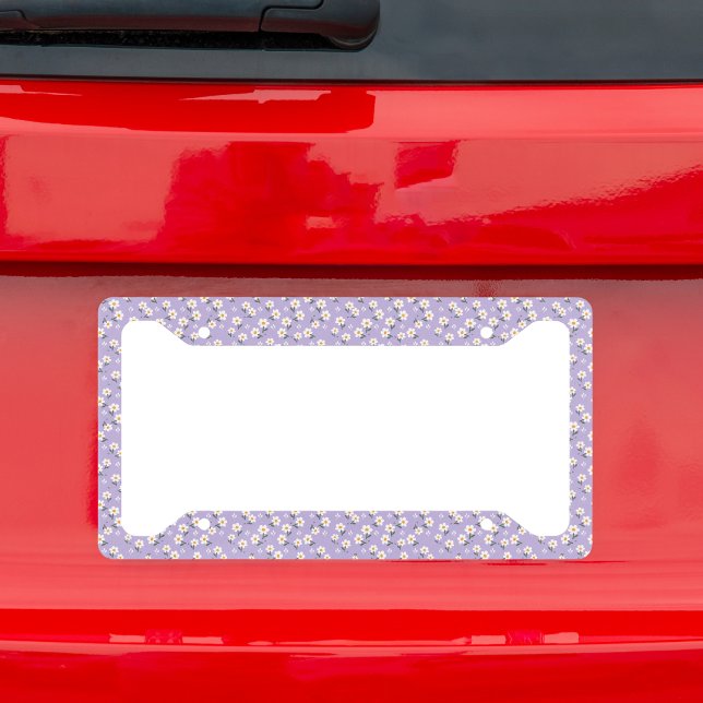 Purple Daisy Pattern on Lavender Background Floral License Plate Frame (Creator Uploaded)