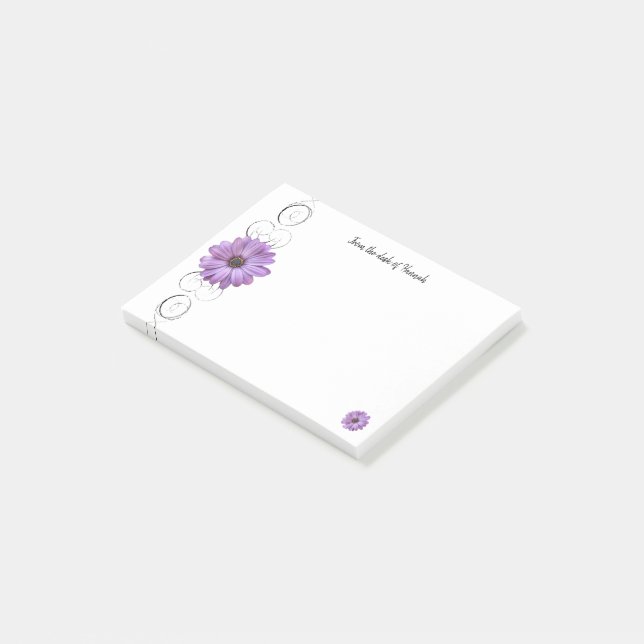Purple Daisy Personalized Post-It Notes (Angled)