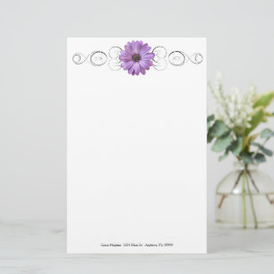 Purple Daisy Personalized Stationery