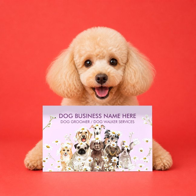 Purple Daisy Photographer Dog Portrait Business Card