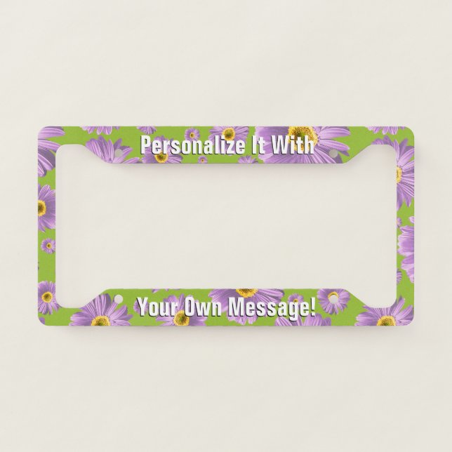 Purple Daisy Pop Personalized License Plate Frame (Front)