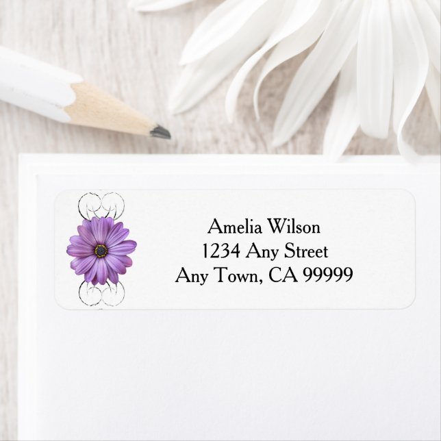 Purple Daisy Return Address Label (Insitu)