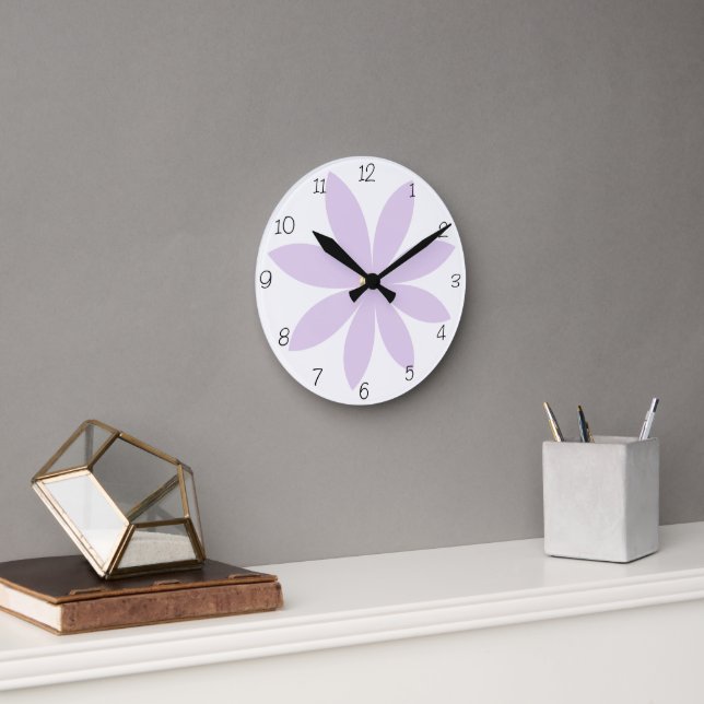 Purple Daisy Round Clock (Office)