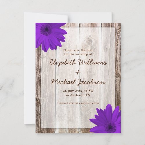 Purple Daisy Rustic Barn Save the Date
