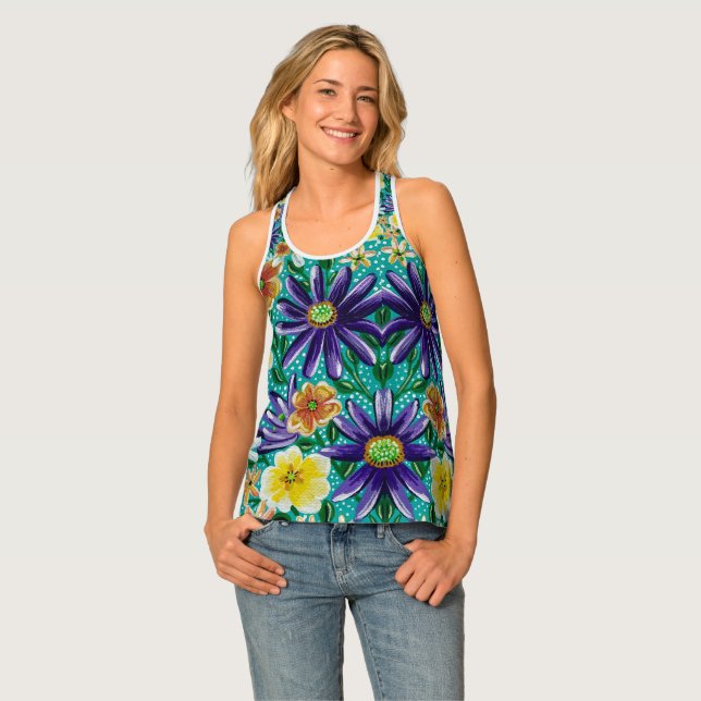 Purple Daisy Tank Top (Front Full)