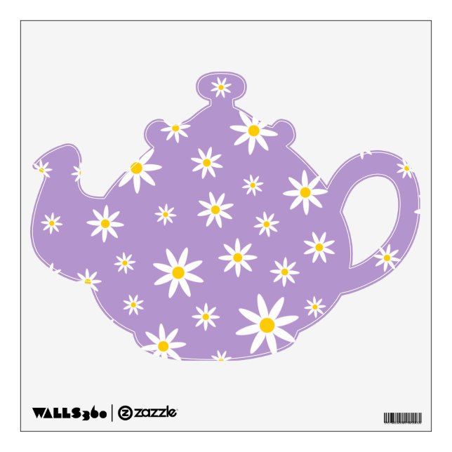 Purple Daisy Teapot Wall Decal (Front)