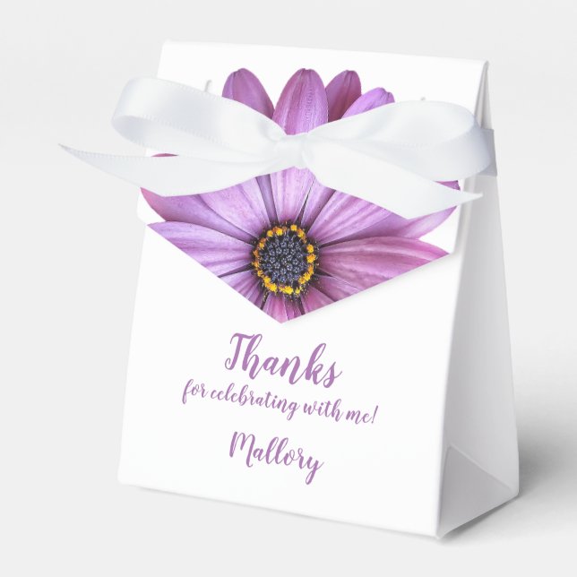 Purple Daisy Tent Style Party Favor Boxes (Front Side)