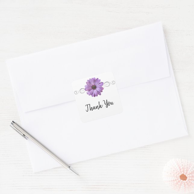 Purple Daisy Thank You Sticker (Envelope)