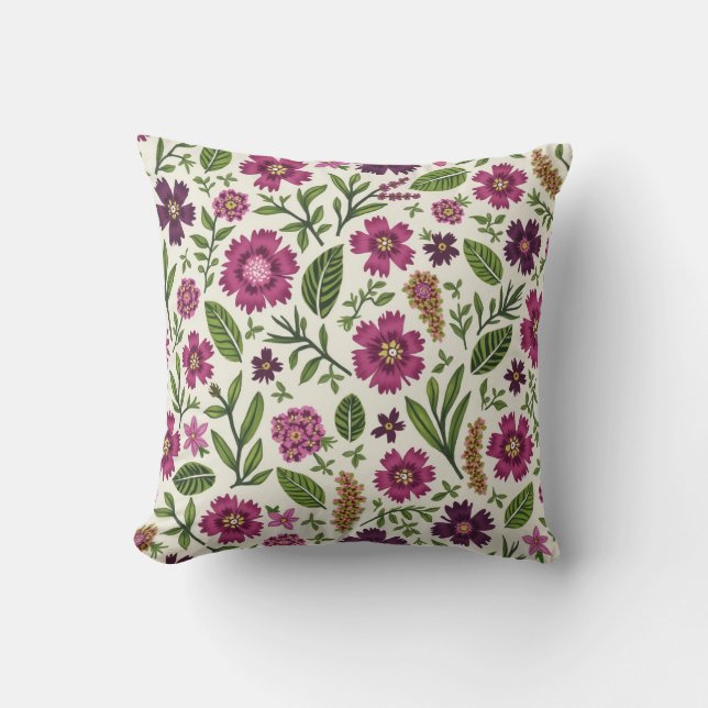  Purple Daisy Throw Pillow (Front)