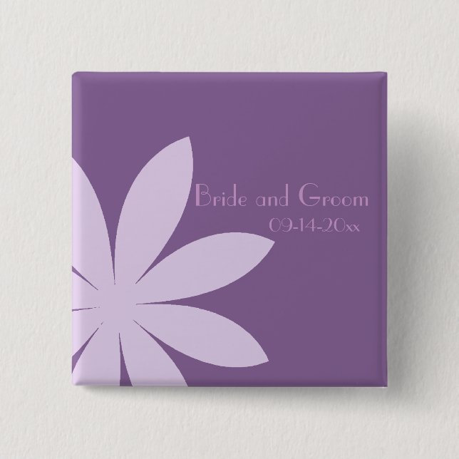 Purple Daisy Wedding Button (Front)