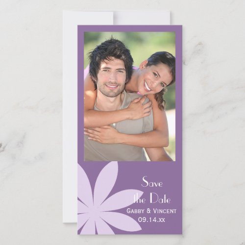 Purple Daisy Wedding Save the Date Photo Card