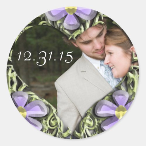 Purple Daisy Wedding Stickers Your Photo