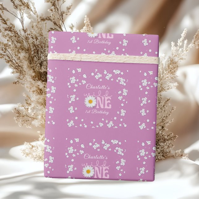 Purple Daisy Wild One 1st Birthday  Wrapping Paper (Creator Uploaded)