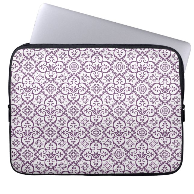 Purple Damaks Pattern Laptop Sleeve (Front)