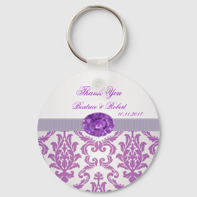 Purple Damask, amethyst picture Keychain (Front)