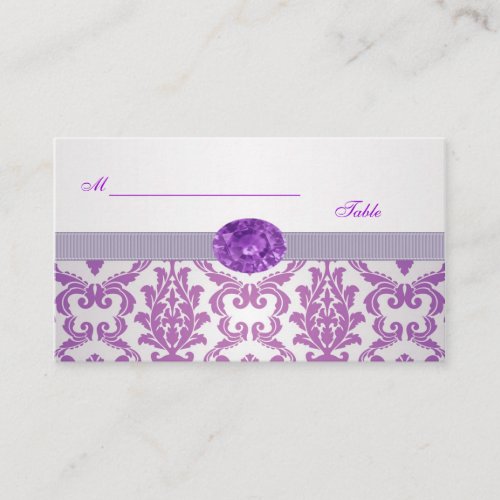 Purple Damask, amethyst picture Wedding Place card Business Card Templates