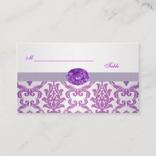 Customizable Purple Damask, amethyst picture Wedding Place card Business Card Templates