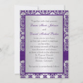 Purple Damask and Silver Wedding Invitation (Back)