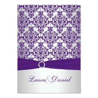 Purple Damask and Silver Wedding Invitation