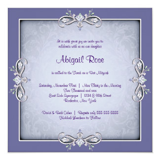 Purple Damask Bat Mitzvah Card