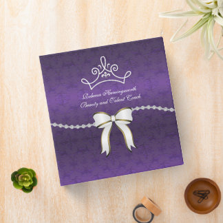 Purple Damask Beauty Pageant Coach 3 Ring Binder