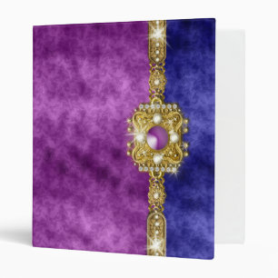 Purple damask bling gemstones 3 ring binder