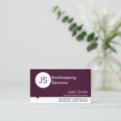 Purple Damask Bookkeeping/Accounting business card (Standing Front)