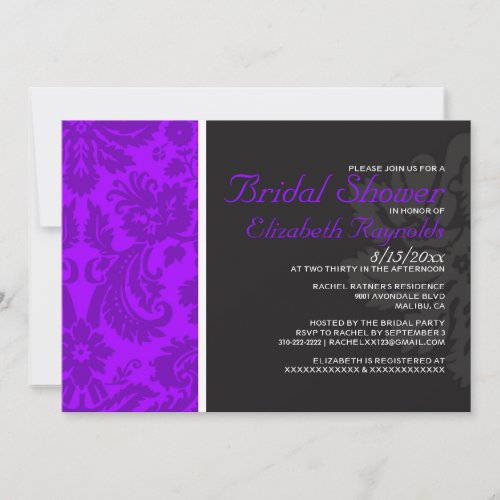 Purple Damask Bridal Shower Invitations