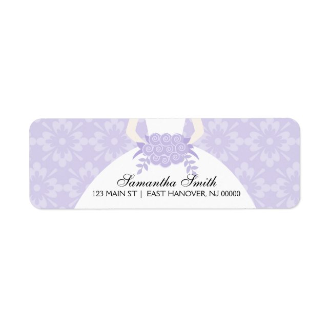 Purple Damask Bridal Shower Label (Front)