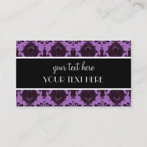 Customizable Purple Damask Business Card Templates
