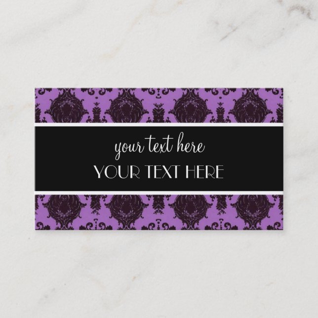 Purple Damask Business Card (Front)