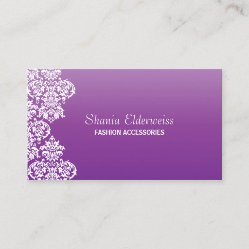 Customizable Purple Damask Business Card